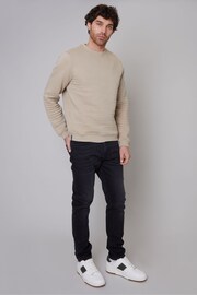 Threadbare Brown Ottoman Rib Crew Neck Sweatshirt - Image 3 of 4