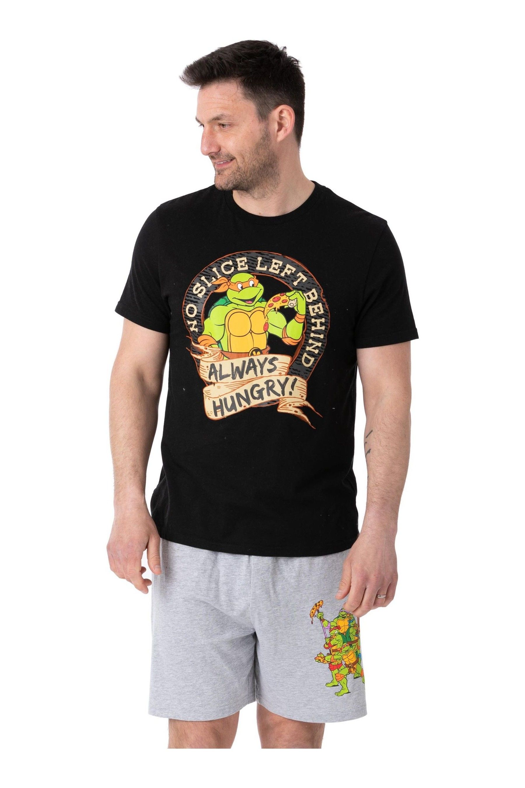 Vanilla Underground Black Mens Ninja Turtles Printed Pyjamas