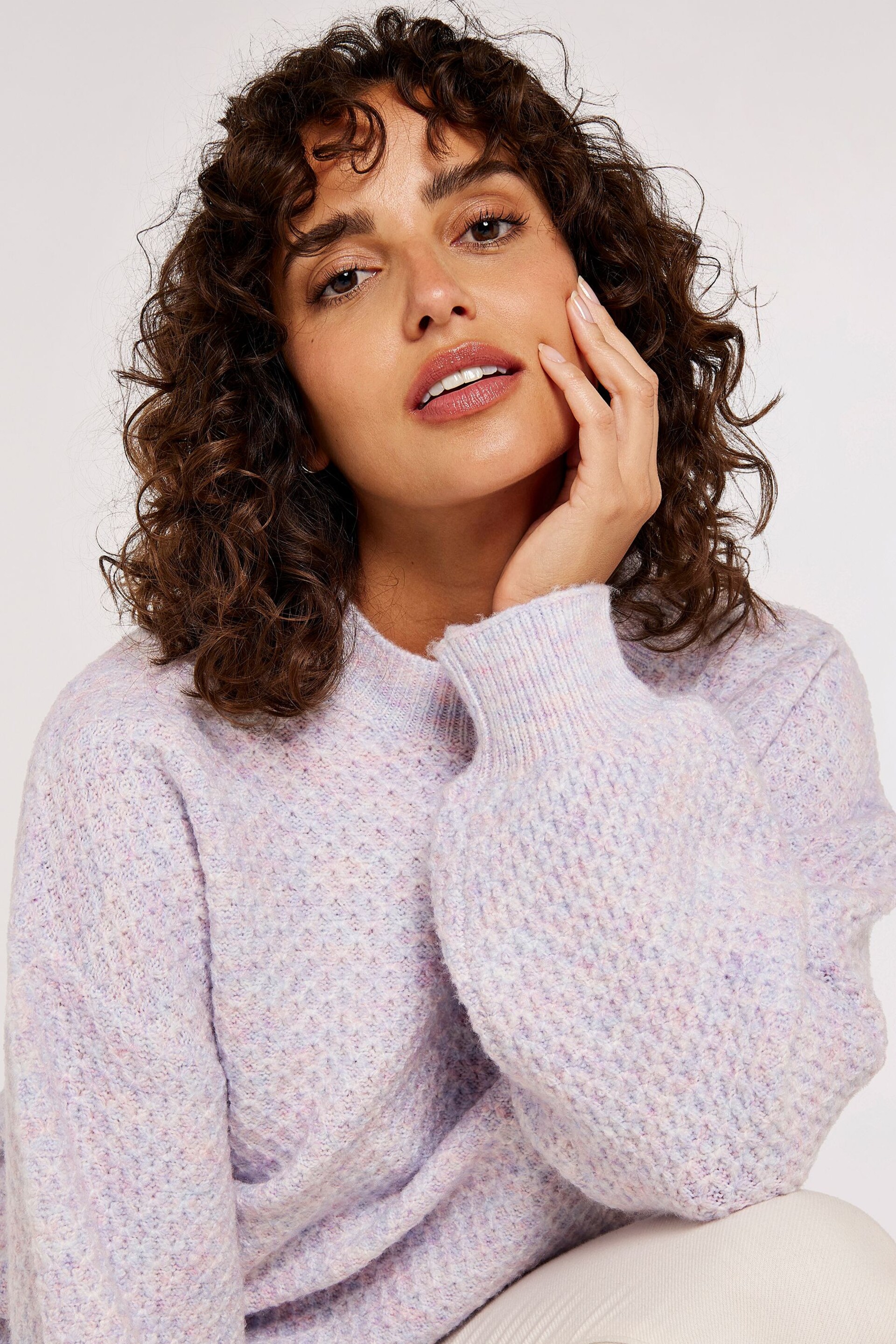 Apricot Purple Waffle Mix Crew Neck Jumper - Image 4 of 4