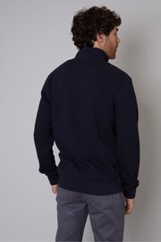 Threadbare Blue Funnel Neck Waffle Textured Sweatshirt - Image 2 of 5