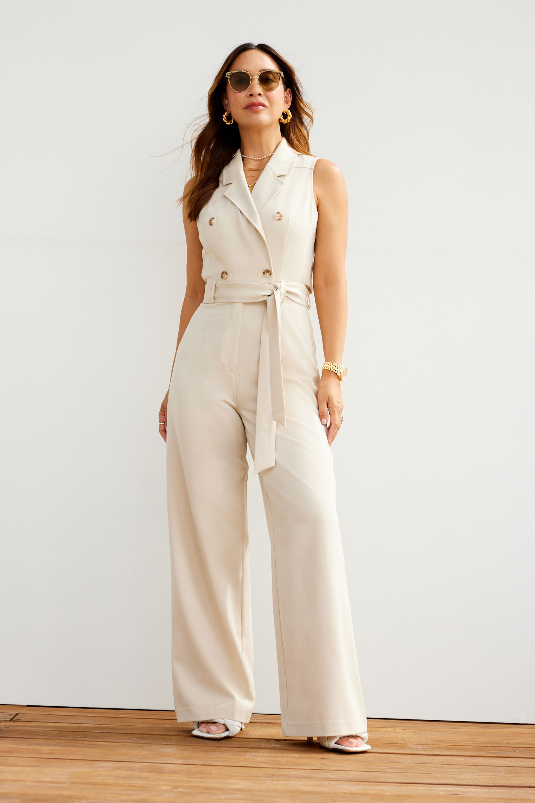 Myleene Klass gripy wide leg jumpsuit