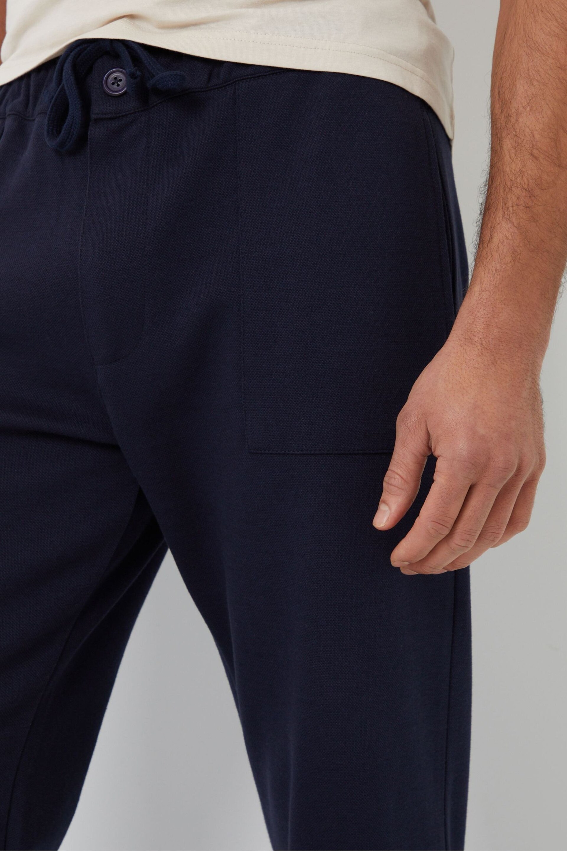 Threadbare Blue Pique Seam Detail Cuffed Joggers - Image 4 of 4