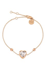 Radley Ladies Baylis Road 18ct Rose Gold Tone Sterling Silver Clear Stone Heart Bracelet - Image 1 of 4