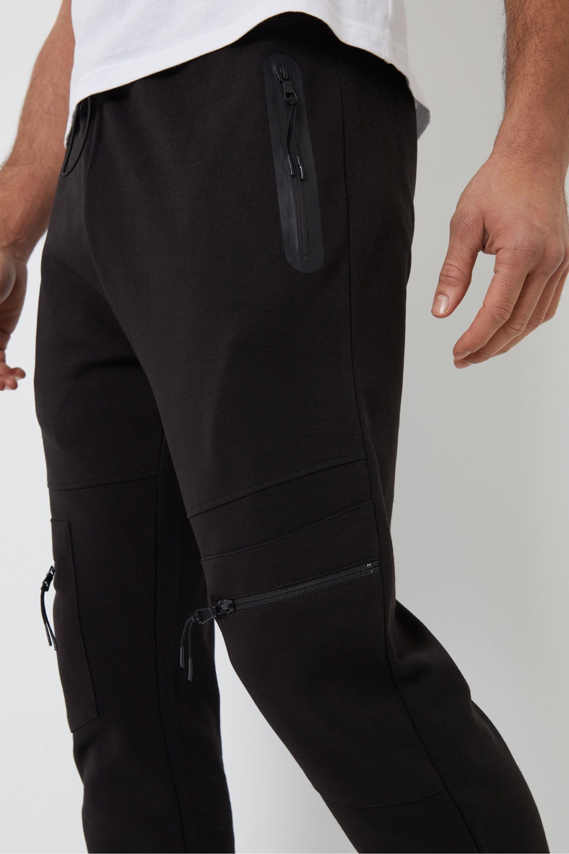 Threadbare Black Cargo Style Utility Joggers - Image 4 of 4