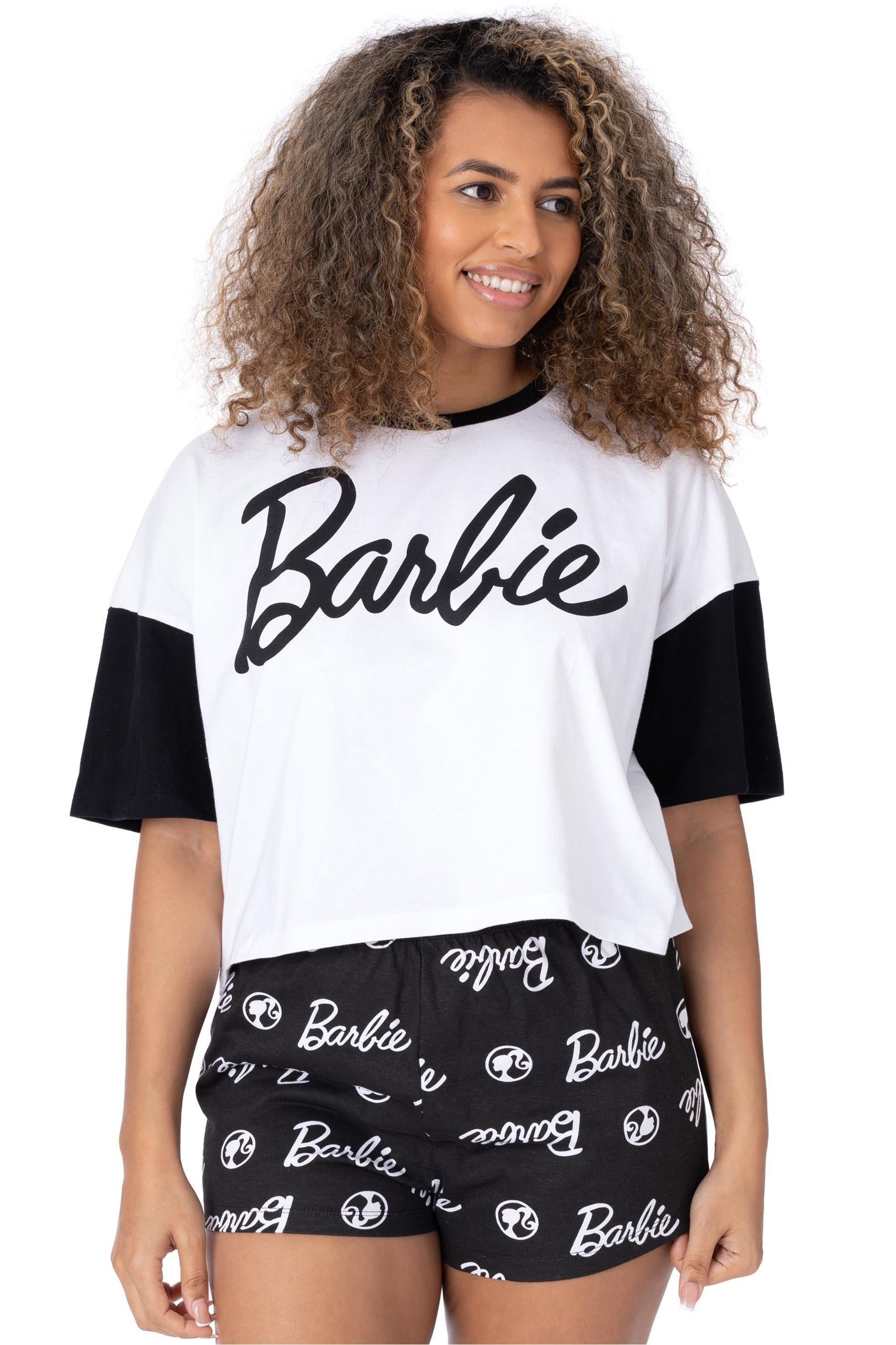 Buy Vanilla Underground Ladies Barbie Print Licensing 100 Cotton Black Short Pyjamas from the Next UK online shop
