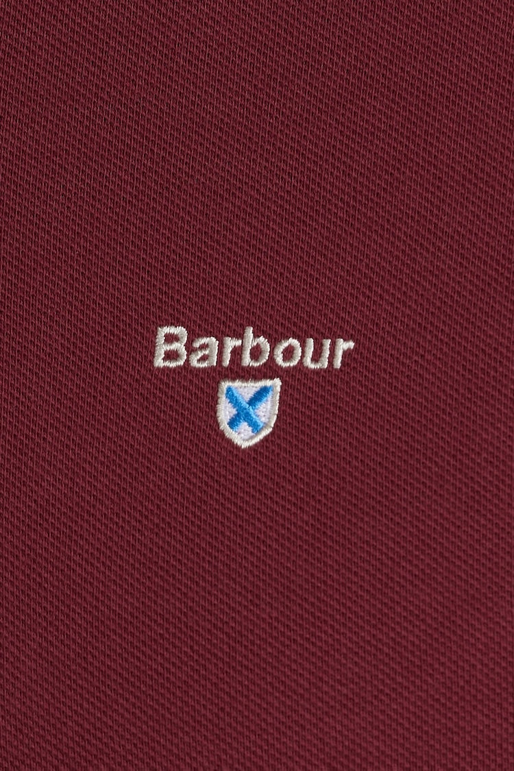 Barbour® Burgundy Red Classic Pique Polo Shirt - Image 7 of 7