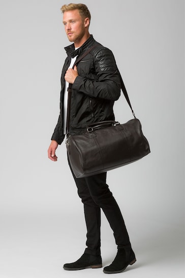 Cultured London Brown Club Leather Holdall