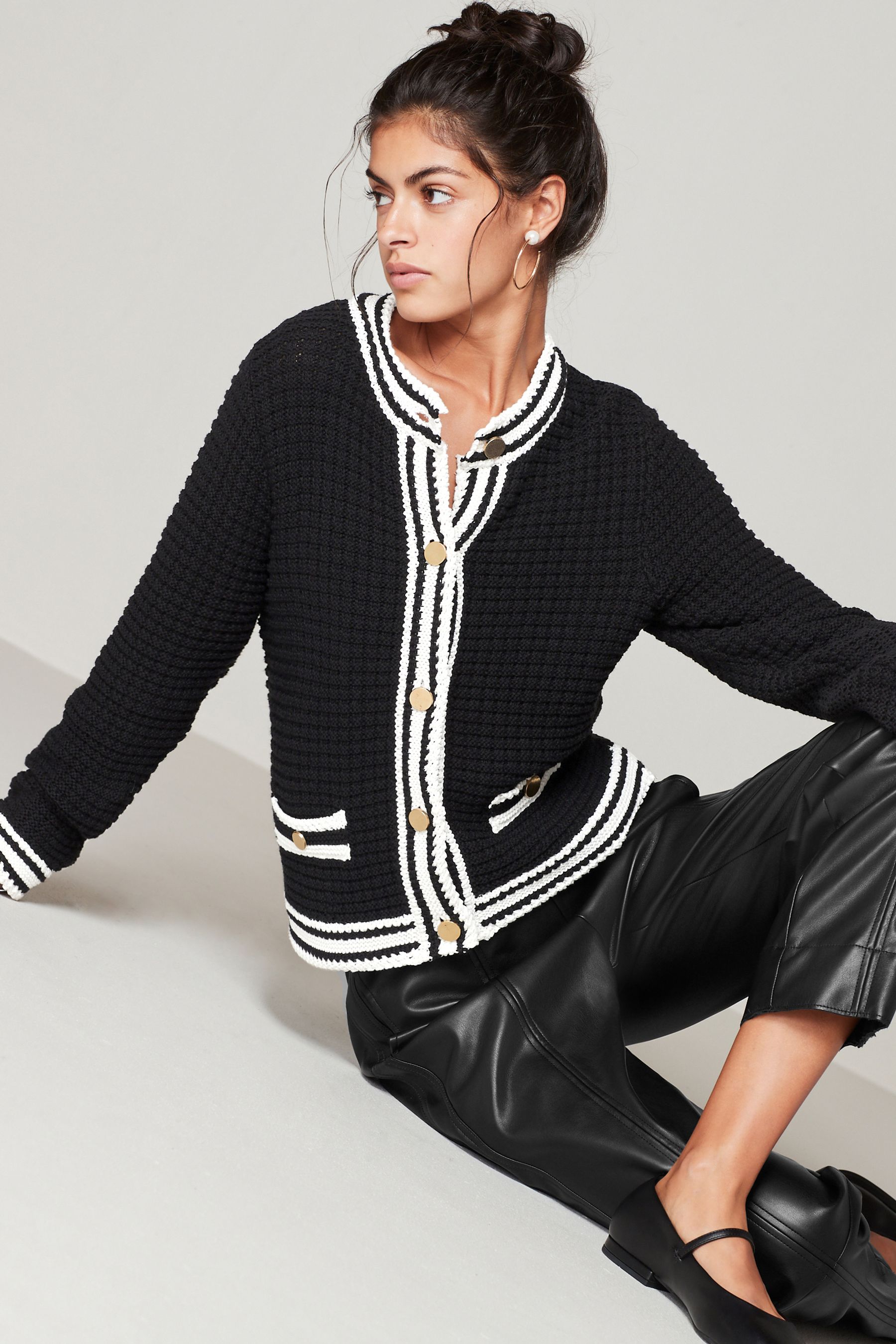 Buy Black Smart Button Up Knitted Cardigan from Next Luxembourg