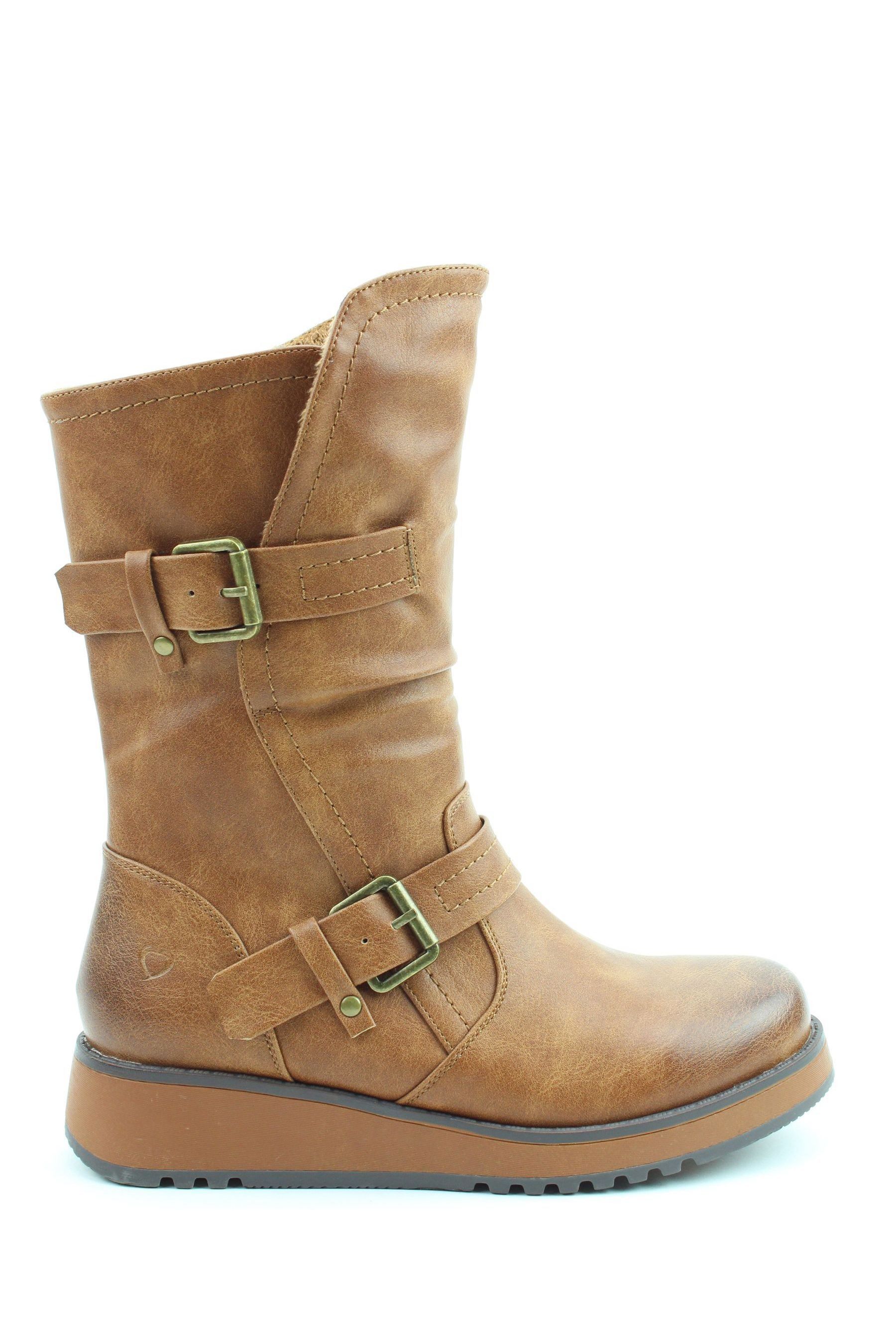 Buy Heavenly Feet Ladies Vegan Friendly Brown Mid Boots from the