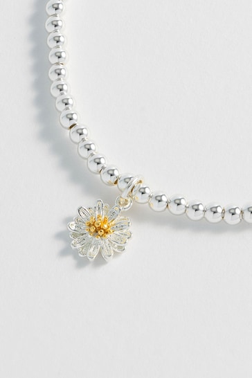 Estella Bartlett Silver Sienna Wildflower Bracelet with Beads and Wildflower