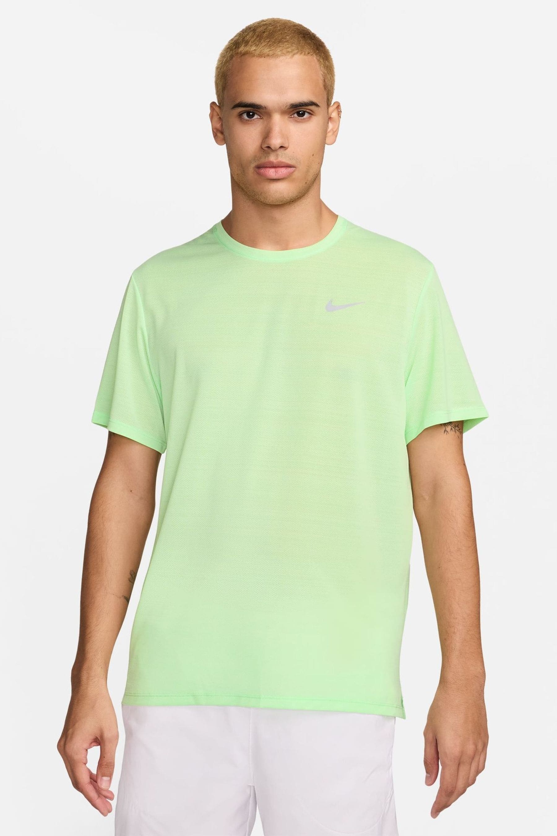 Buy Nike Light Green Dri FIT Miler Breathe Running T Shirt from Next Luxembourg