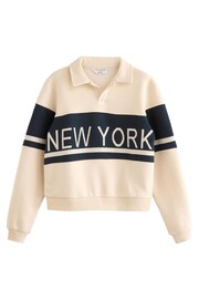 Ecru White New York City Graphic Colourblock Collar Sweatshirt - Image 5 of 6