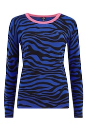 Pour Moi Blue Riley Zebra Print Ecovero Knit Jumper - Image 3 of 4