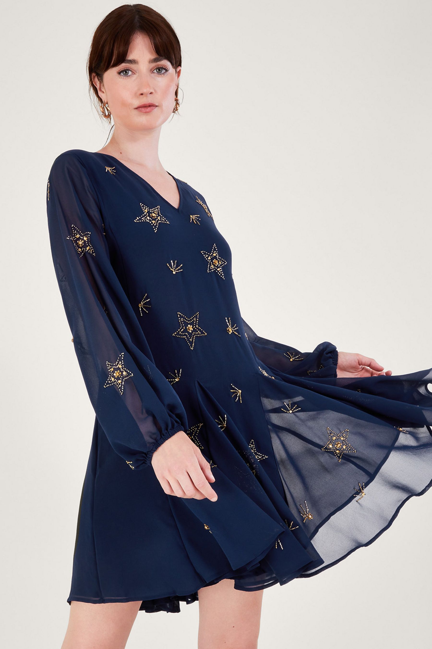 Buy Monsoon Blue Selena Star Embellished Dress from Next Luxembourg