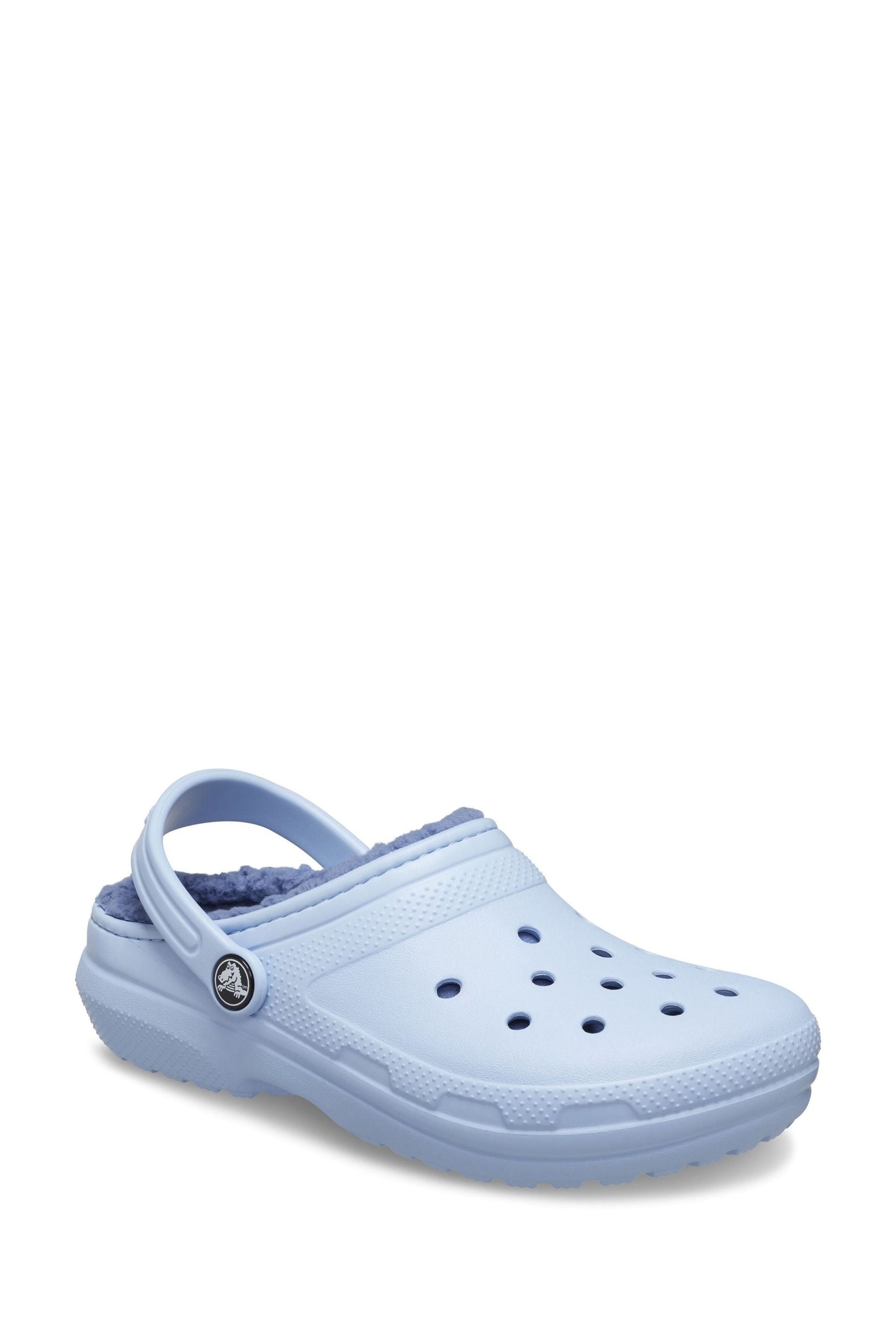 Baby blue crocs with fur sales