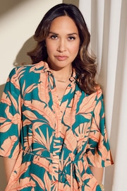 Myleene Klass Blue Tropical Print Shirt Dress - Image 6 of 10