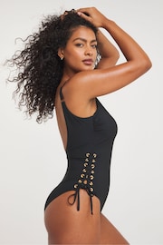 Simply Be Black Contour Plunge Tummy Control Swimsuit - Image 3 of 4