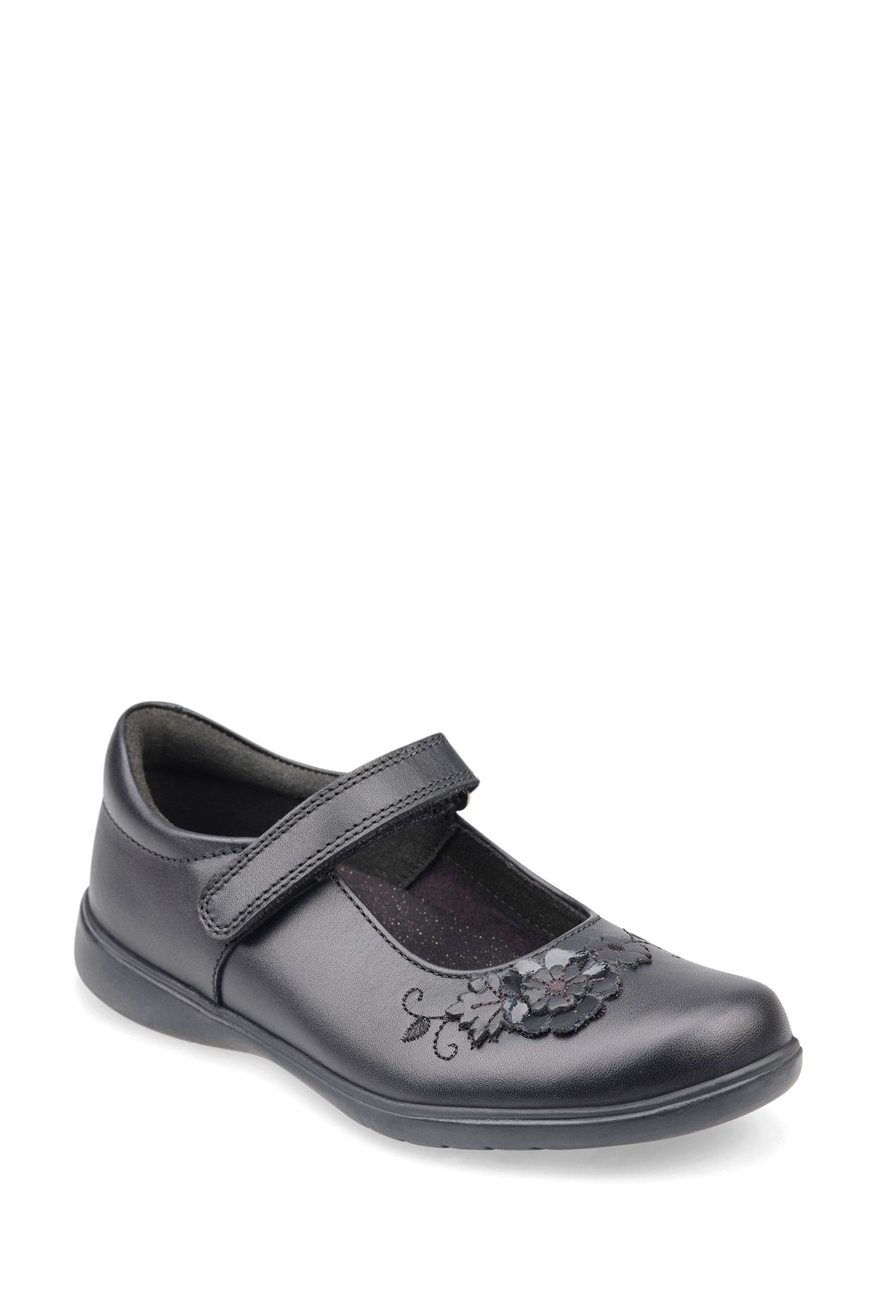 Start Rite Wish Rip Tape Black Leather Pretty School Shoes F G Fit