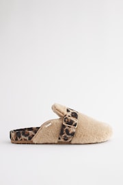 Cream Teddy Borg Buckle Mule Slippers - Image 2 of 7