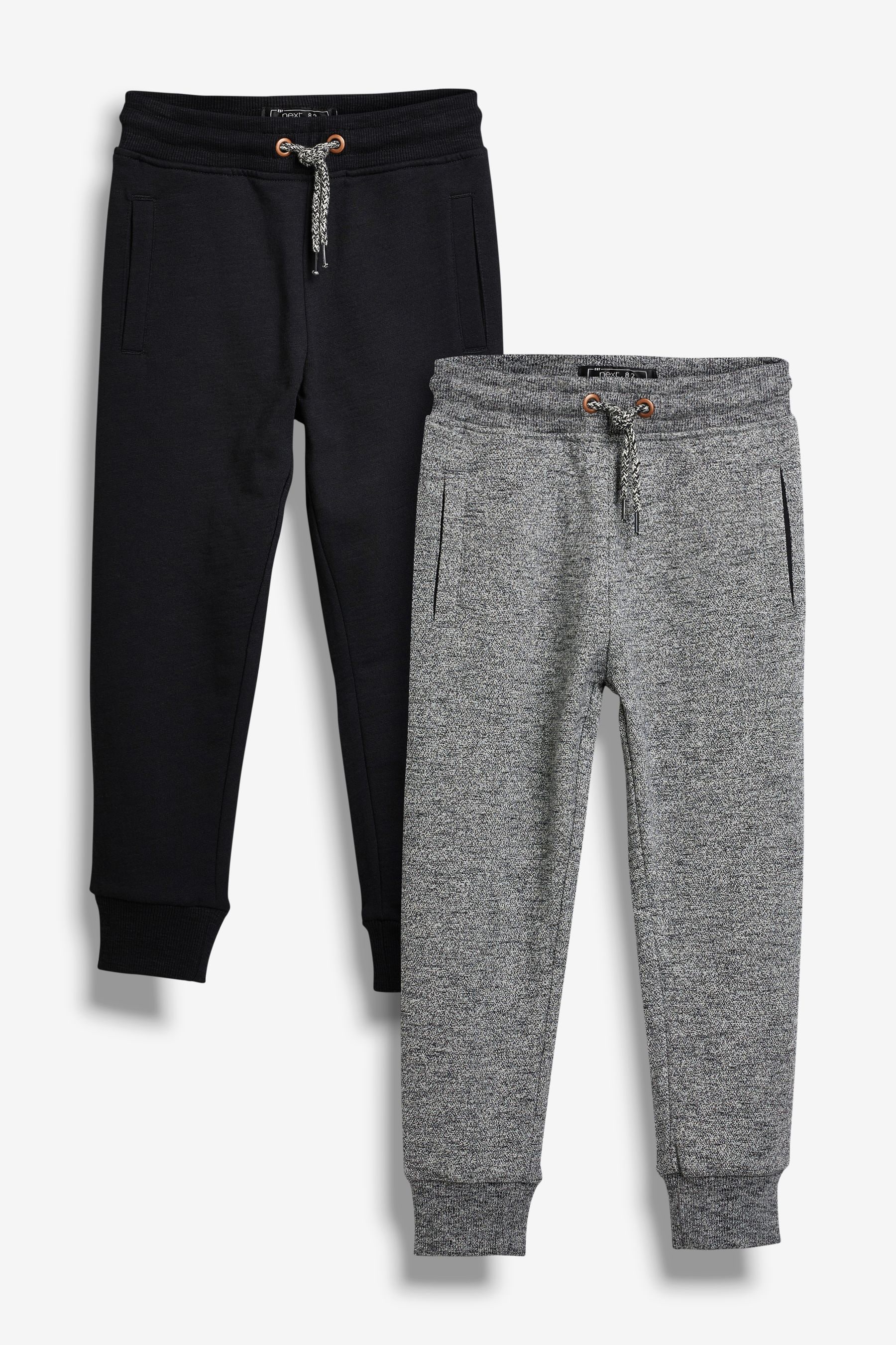 Black Grey Slim Fit 100 Cotton Rich Joggers 2 Pack 3 16yrs