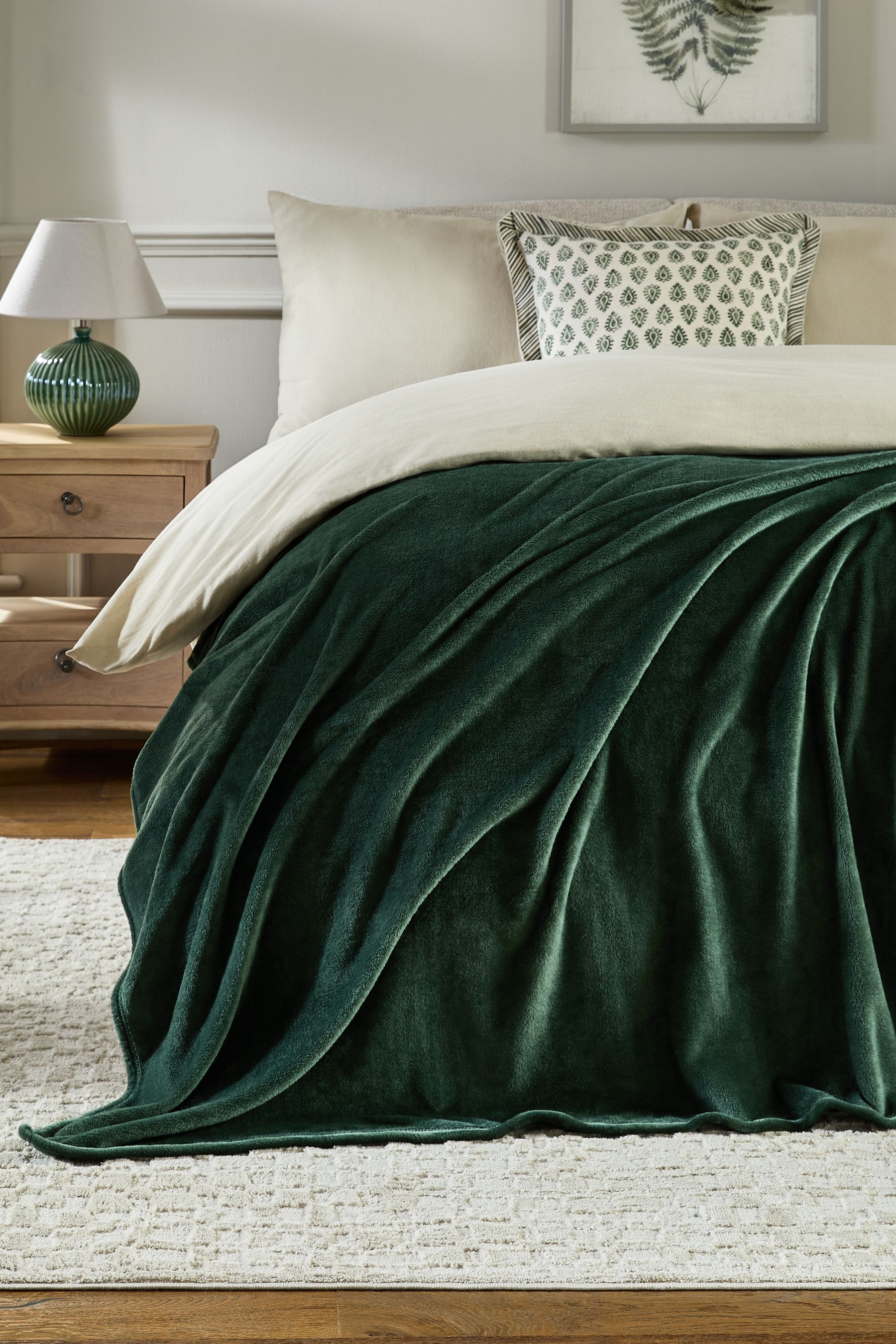 Buy Green Plush Fleece Throw from the Next UK online shop