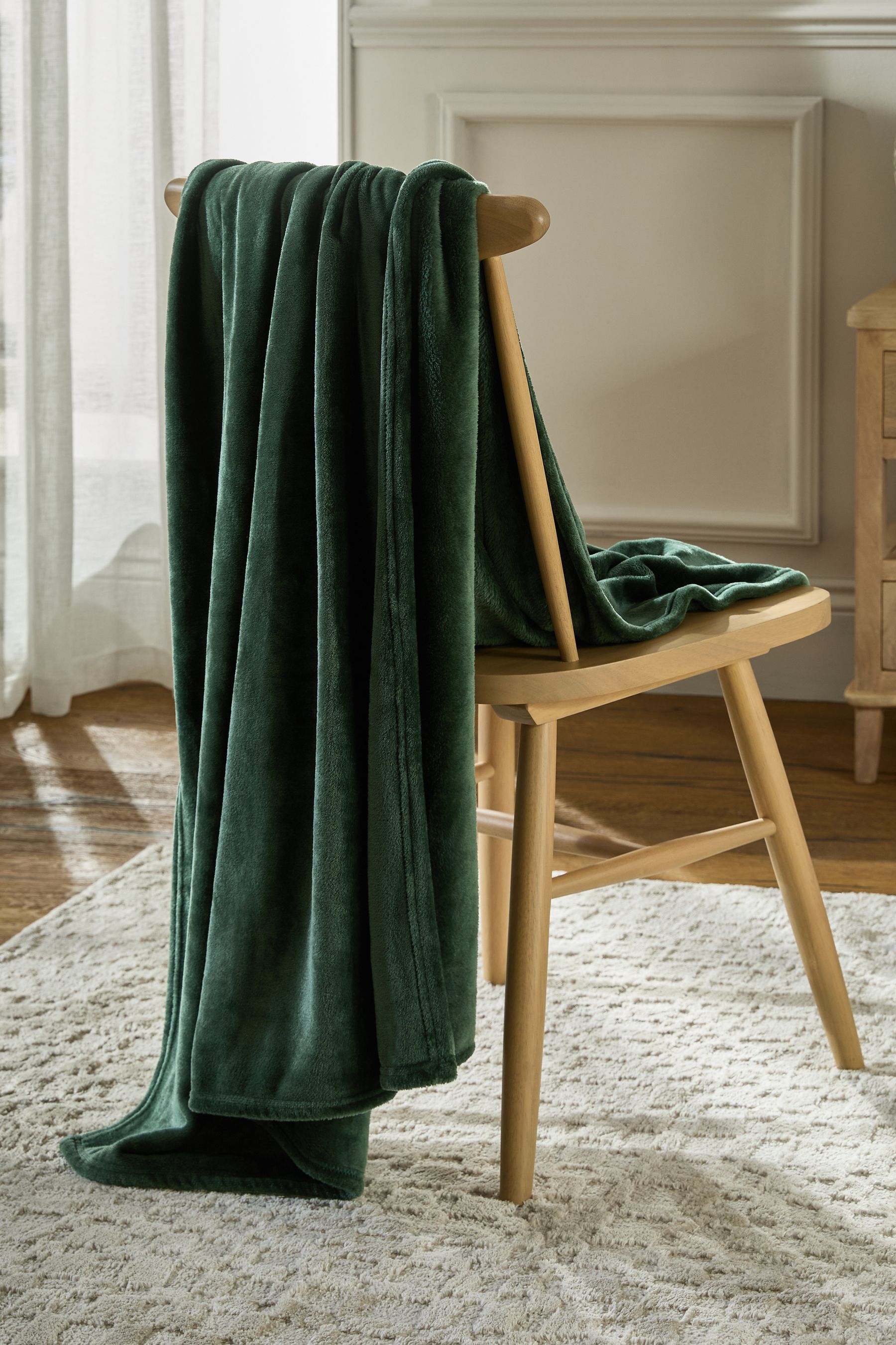 Green Plush Fleece Throw