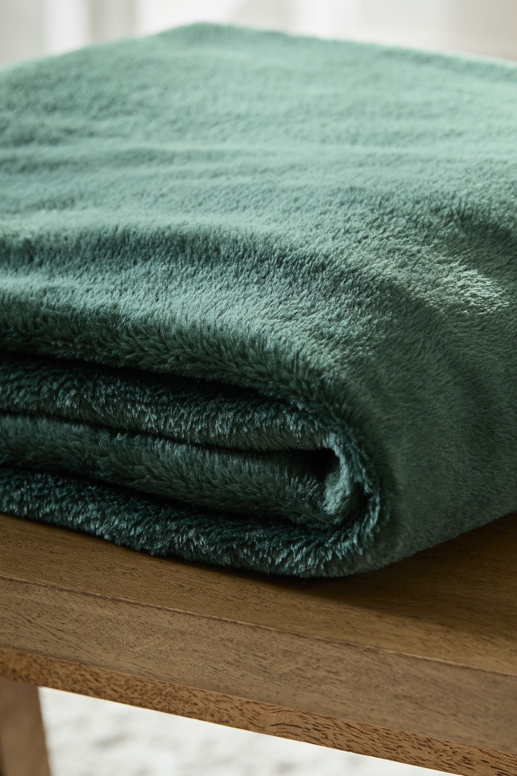 Buy Green Plush Fleece Throw from the Next UK online shop