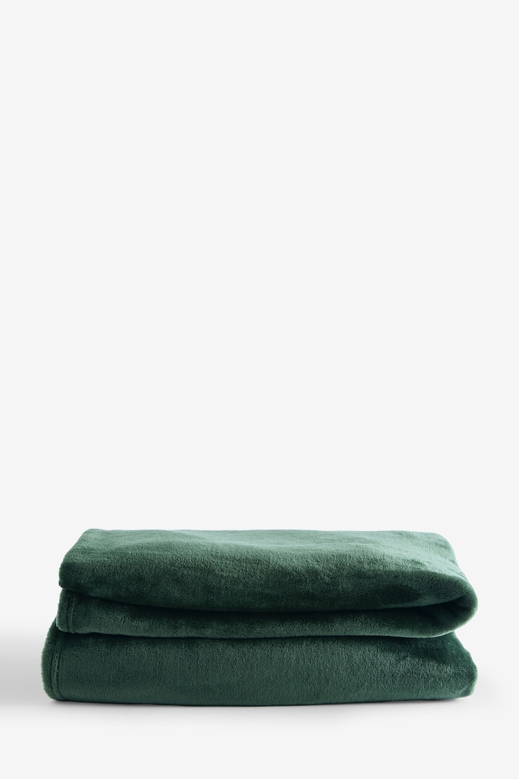 Green Plush Fleece Throw - Image 4 of 4