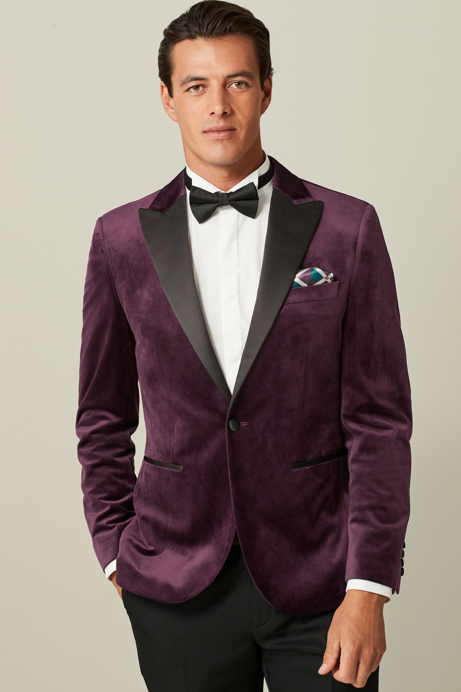 Burgundy Slim Velvet Blazer - Image 1 of 11