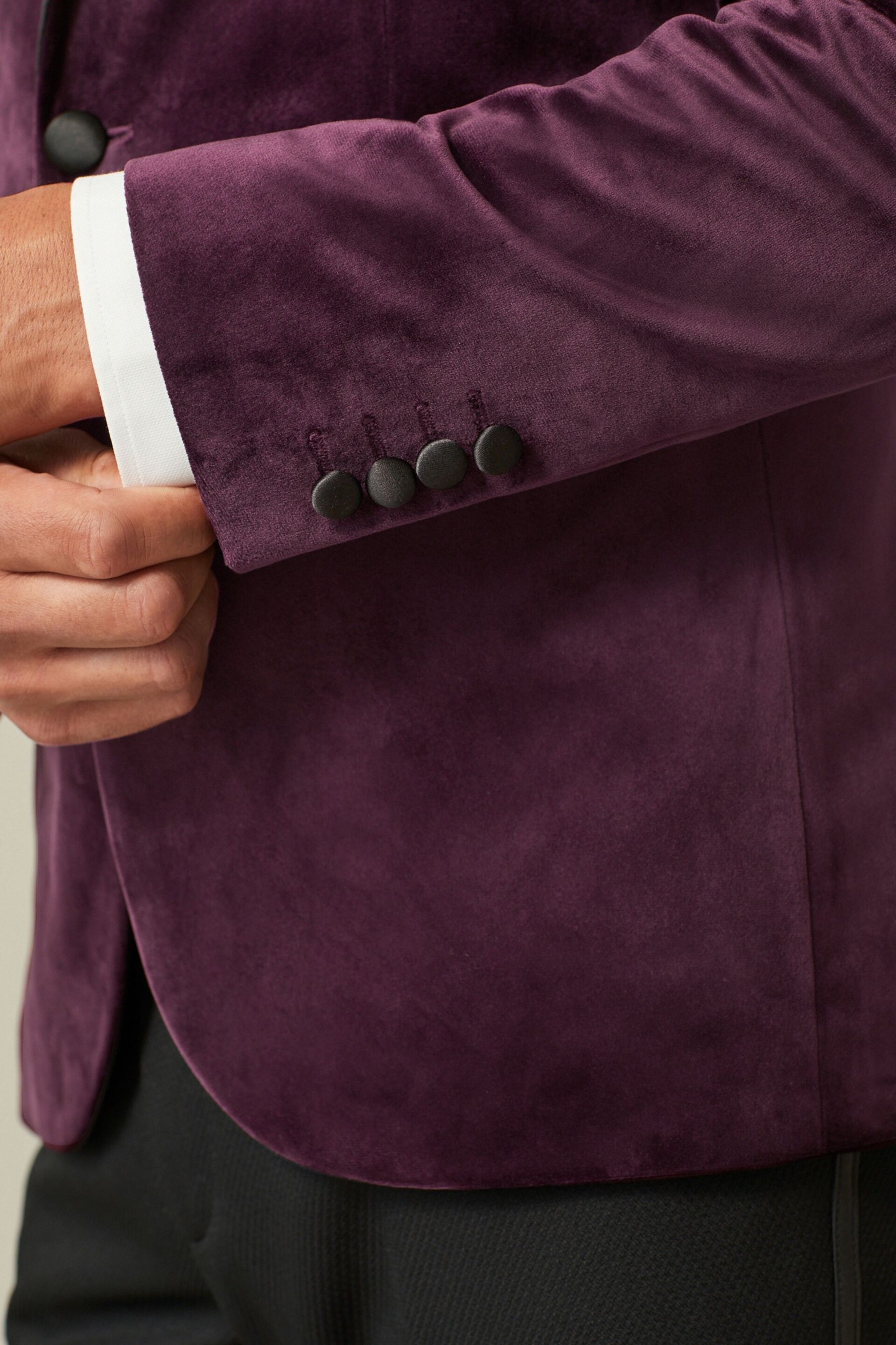 Burgundy Slim Velvet Blazer - Image 5 of 11