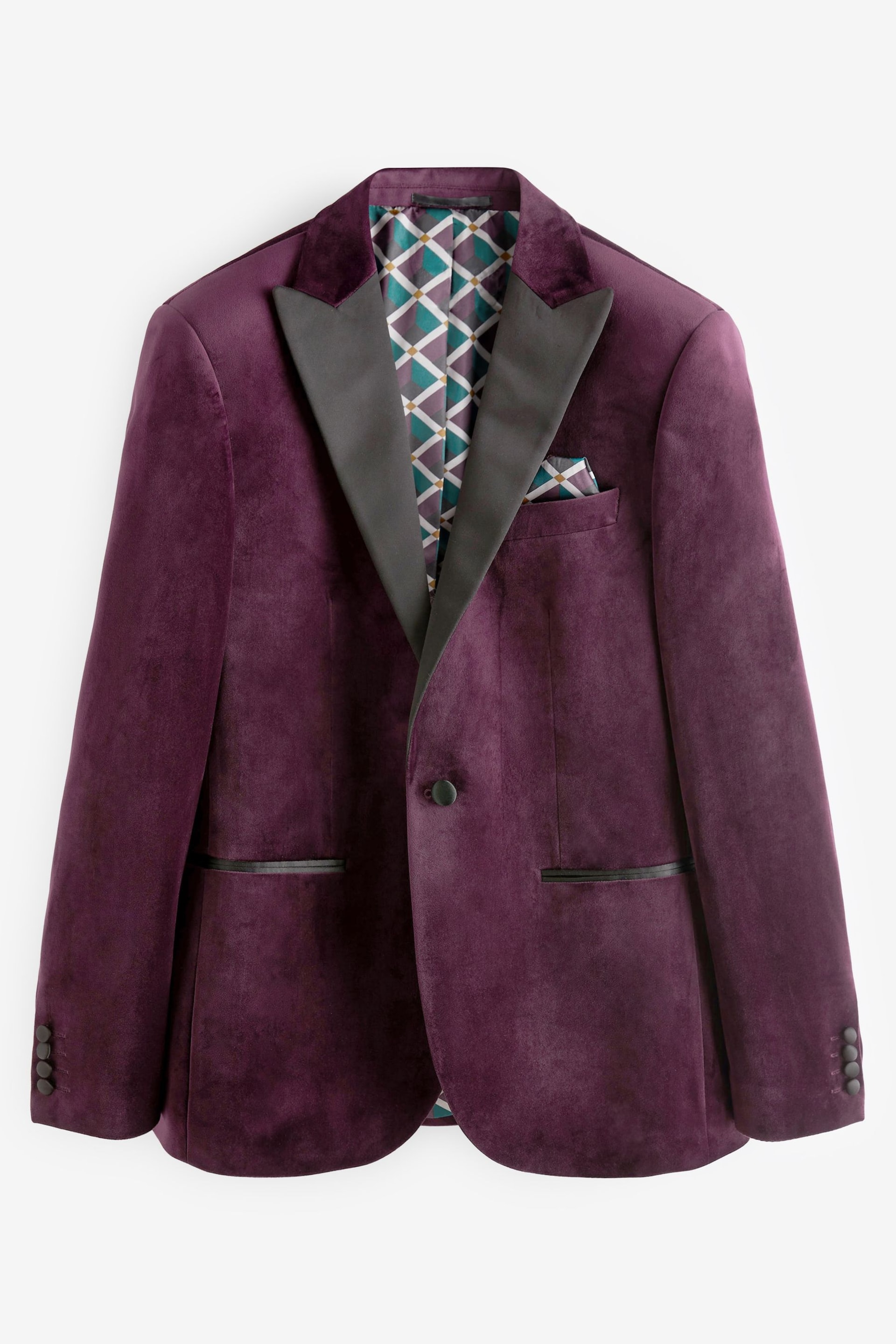 Burgundy Slim Velvet Blazer - Image 7 of 11