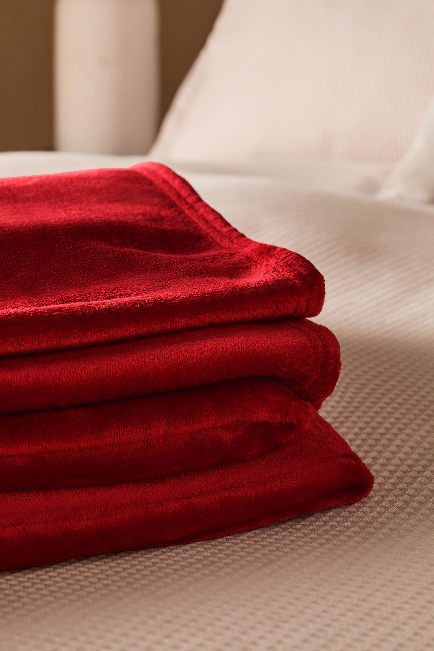 Buy Red Plush Fleece Throw from the Next UK online shop