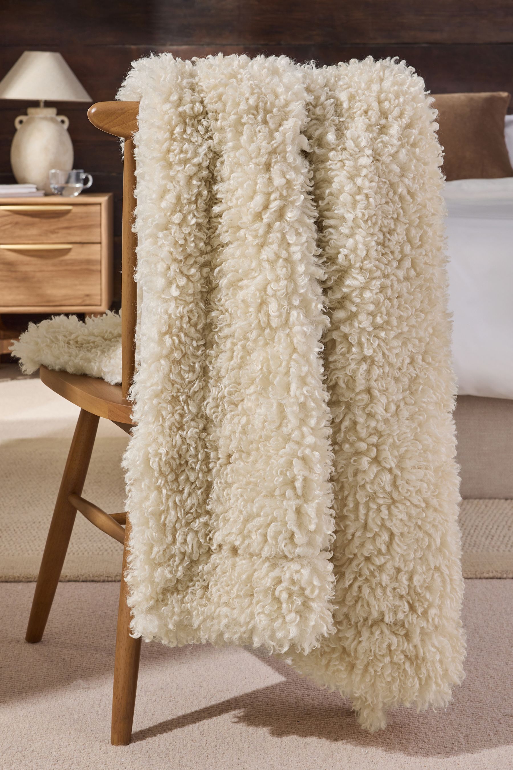 Ivory faux fur throw hotsell