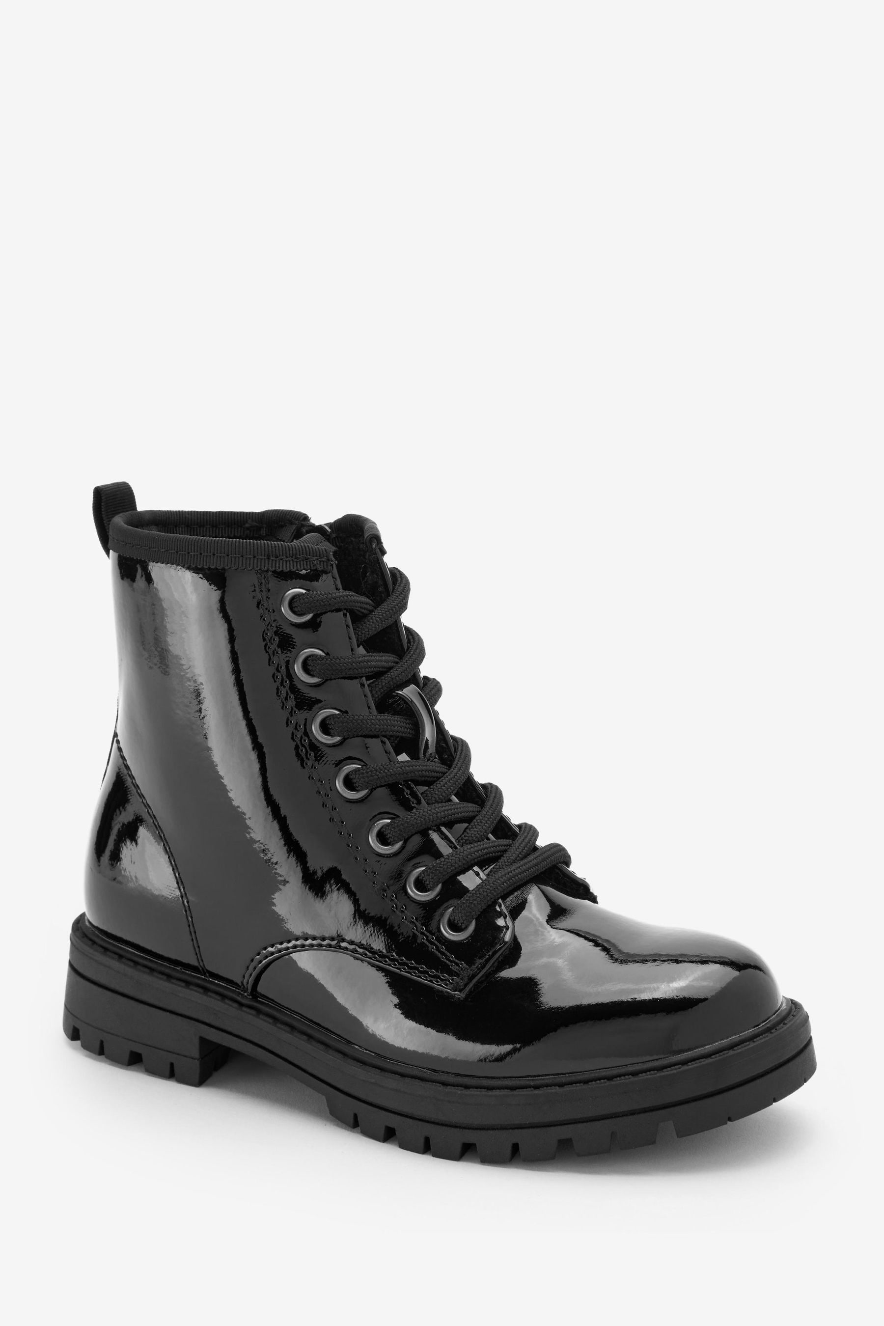Black shop patent boots
