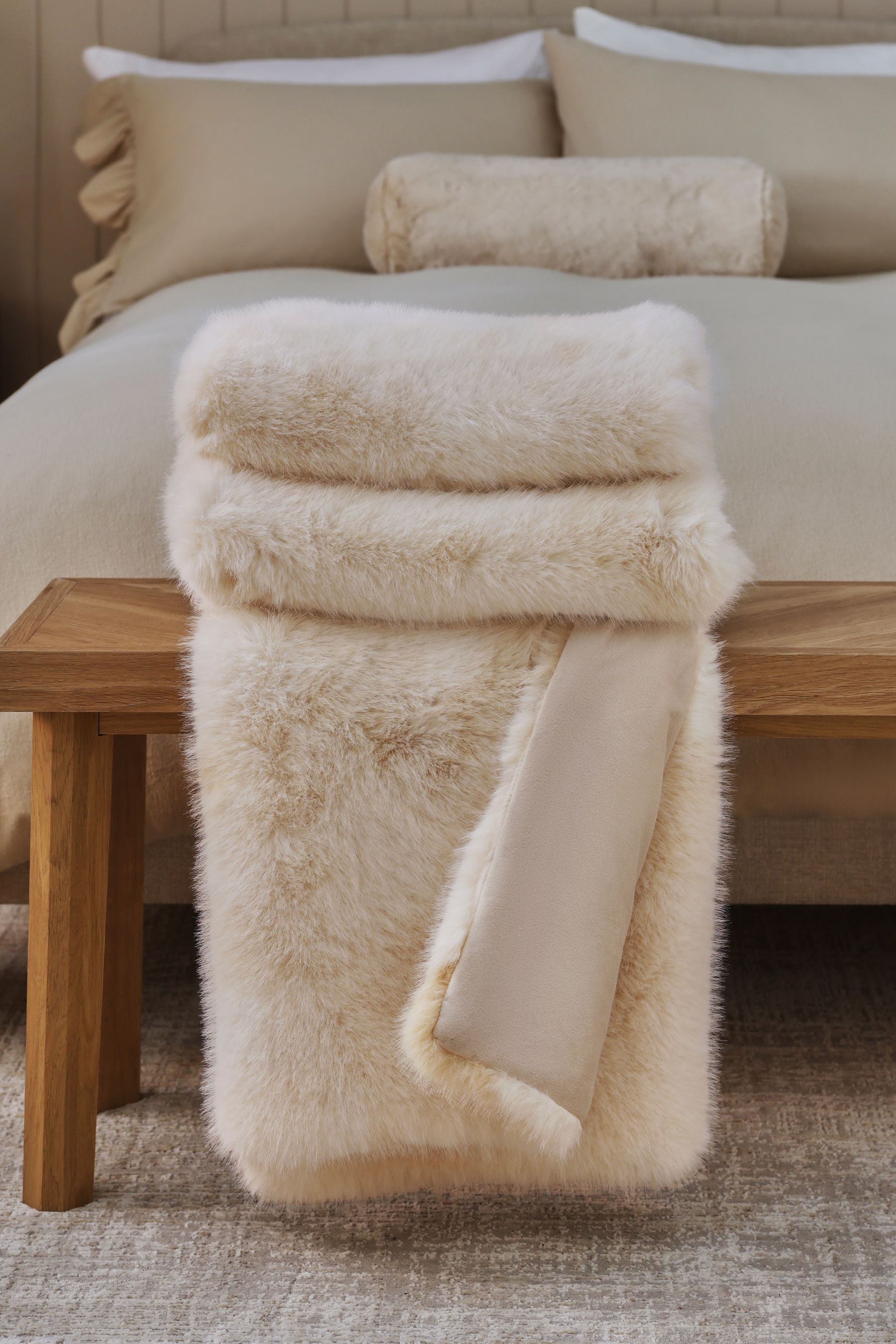 Buy Ivory Loulou Faux Fur Throw from the Next UK online shop