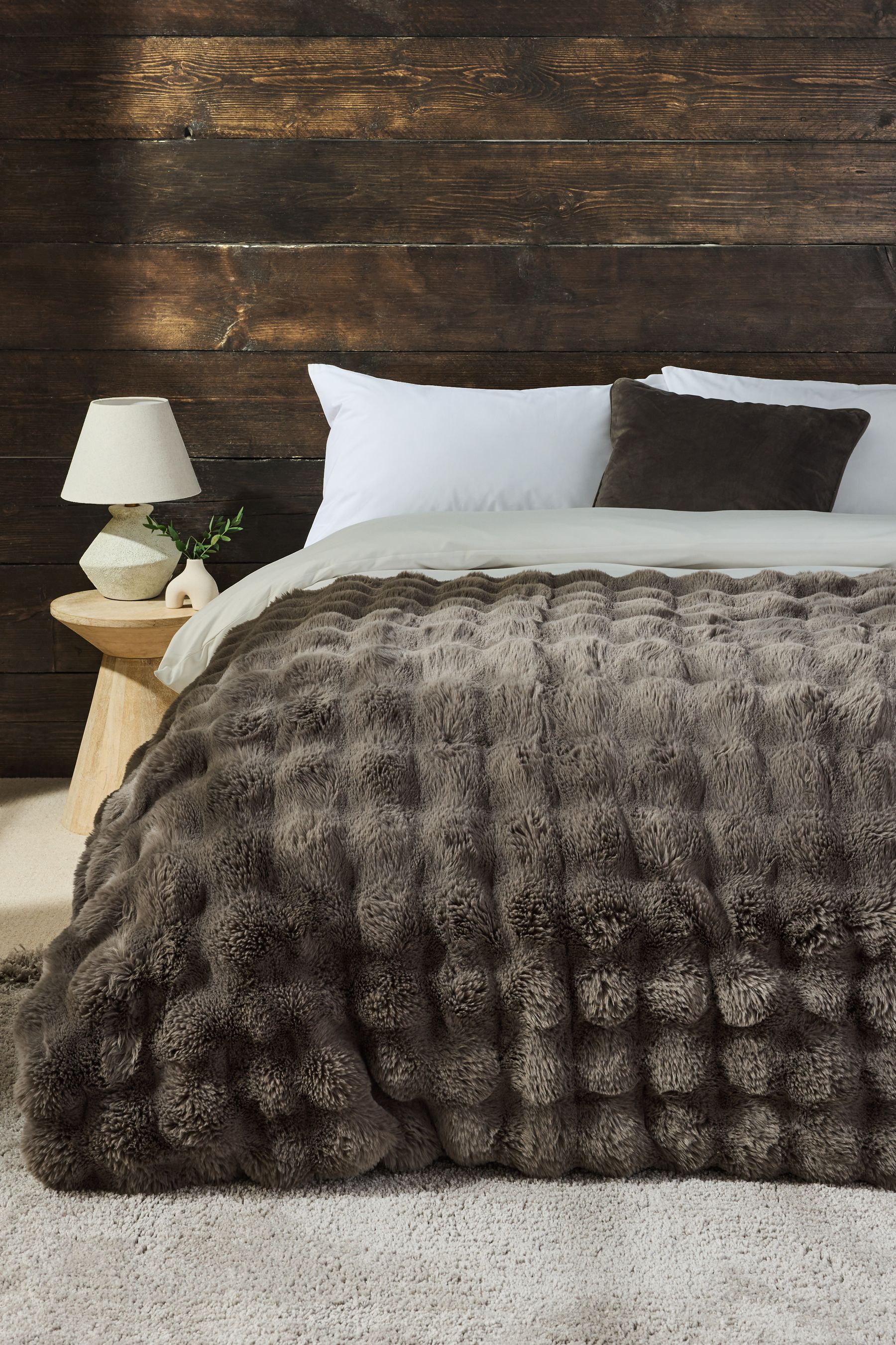 Buy Charcoal Grey Aspen Faux Fur Throw from the Next UK online shop