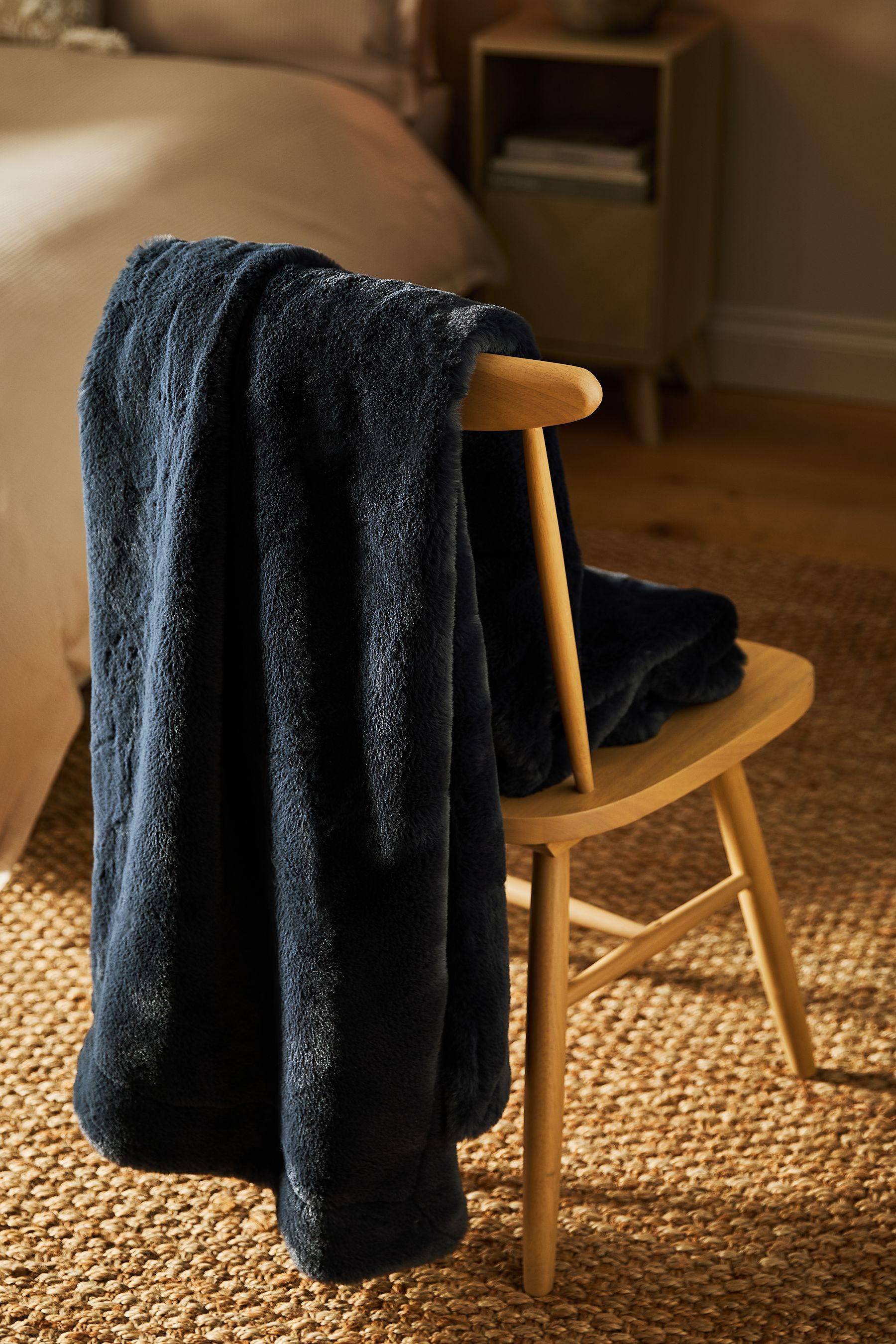 Buy Blue Plush Faux Fur Throw from the Next UK online shop