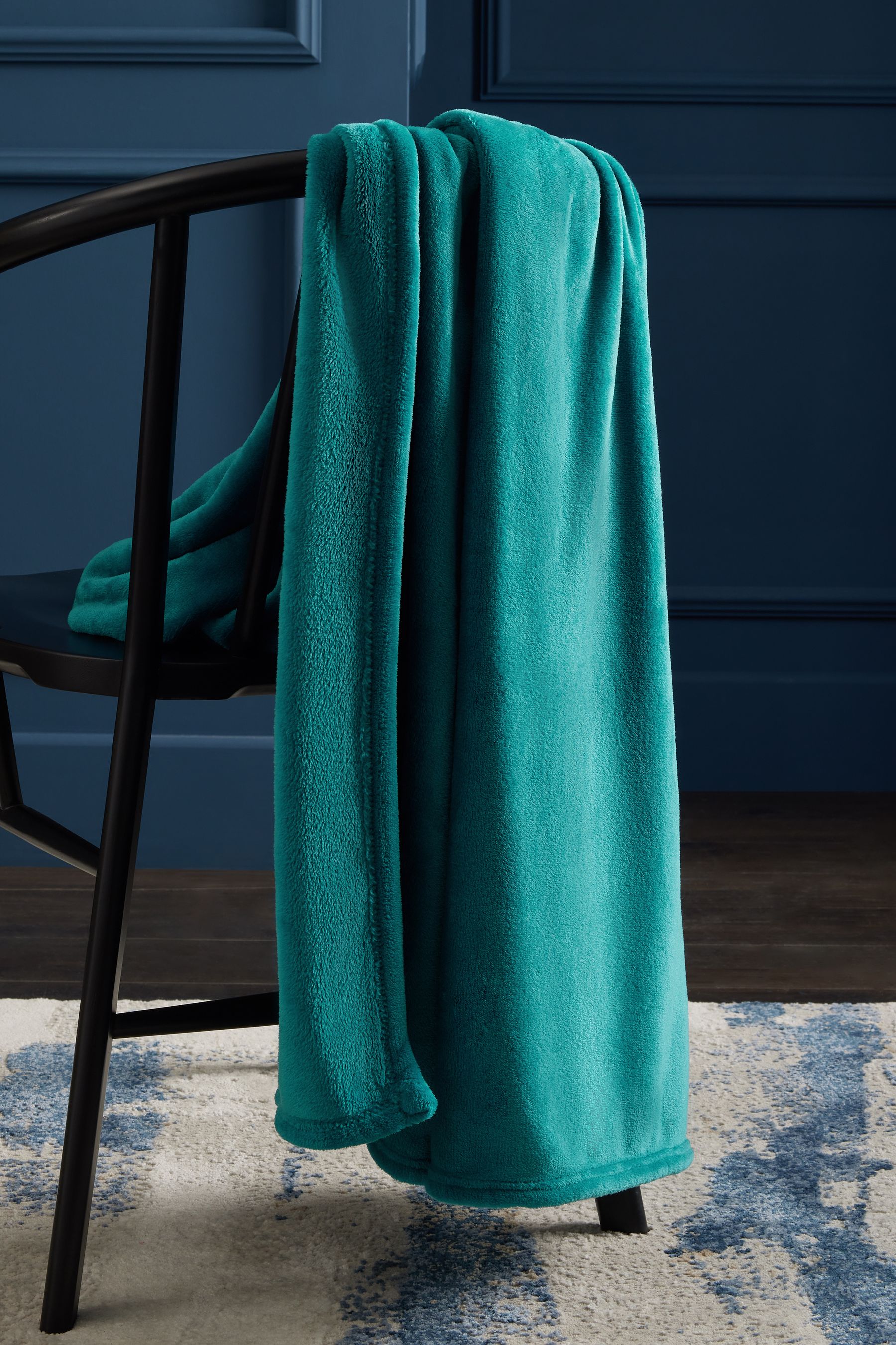 Teal Blue Plush Fleece Throw