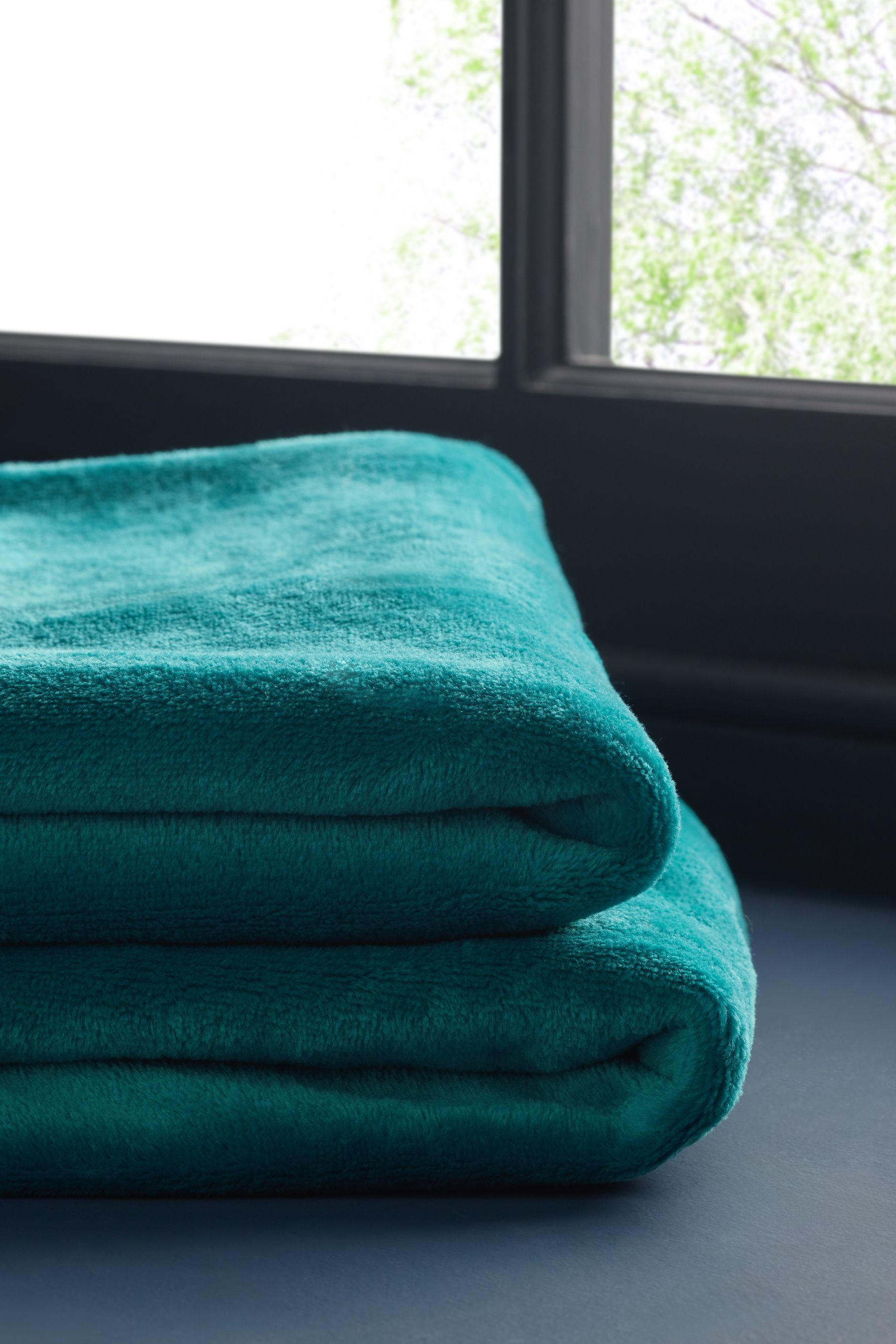 Teal Blue Plush Fleece Throw