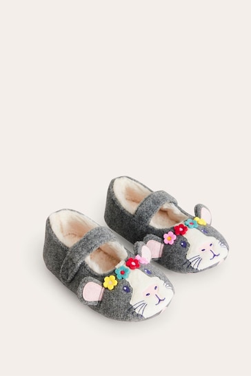 Boden Grey Guinea Pig Slippers