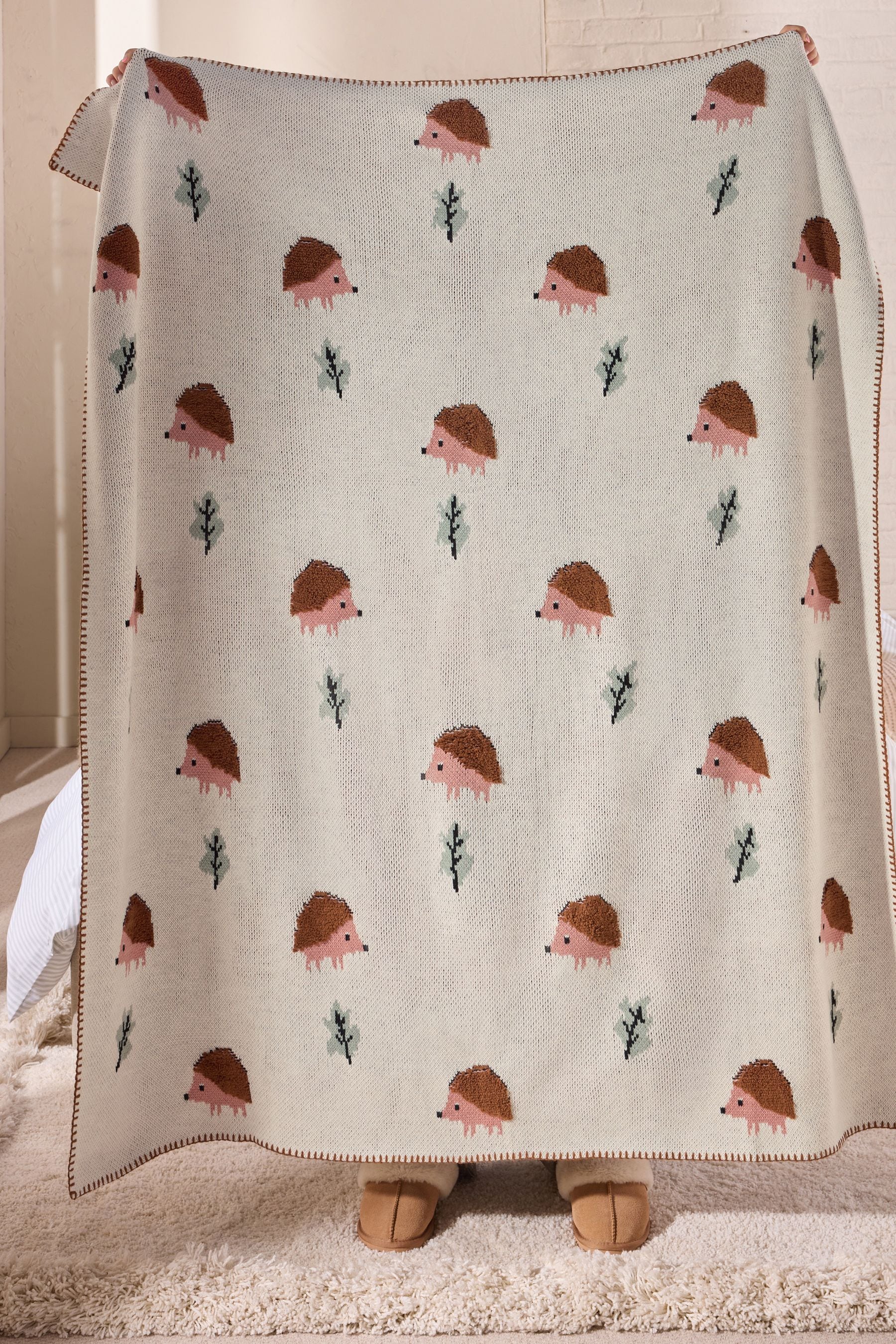 Buy Natural Hedgehog Knitted Throw from the Next UK online shop