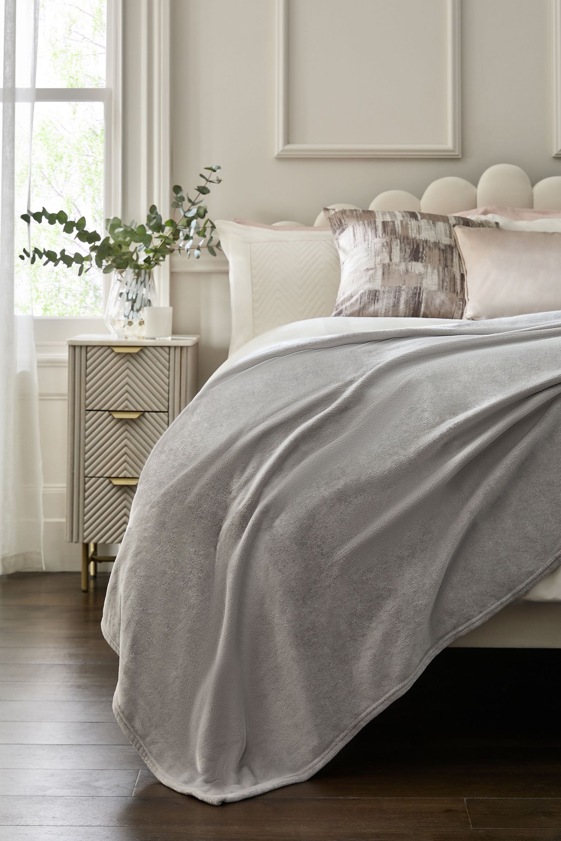 Buy Silver Plush Fleece Throw from the Next UK online shop