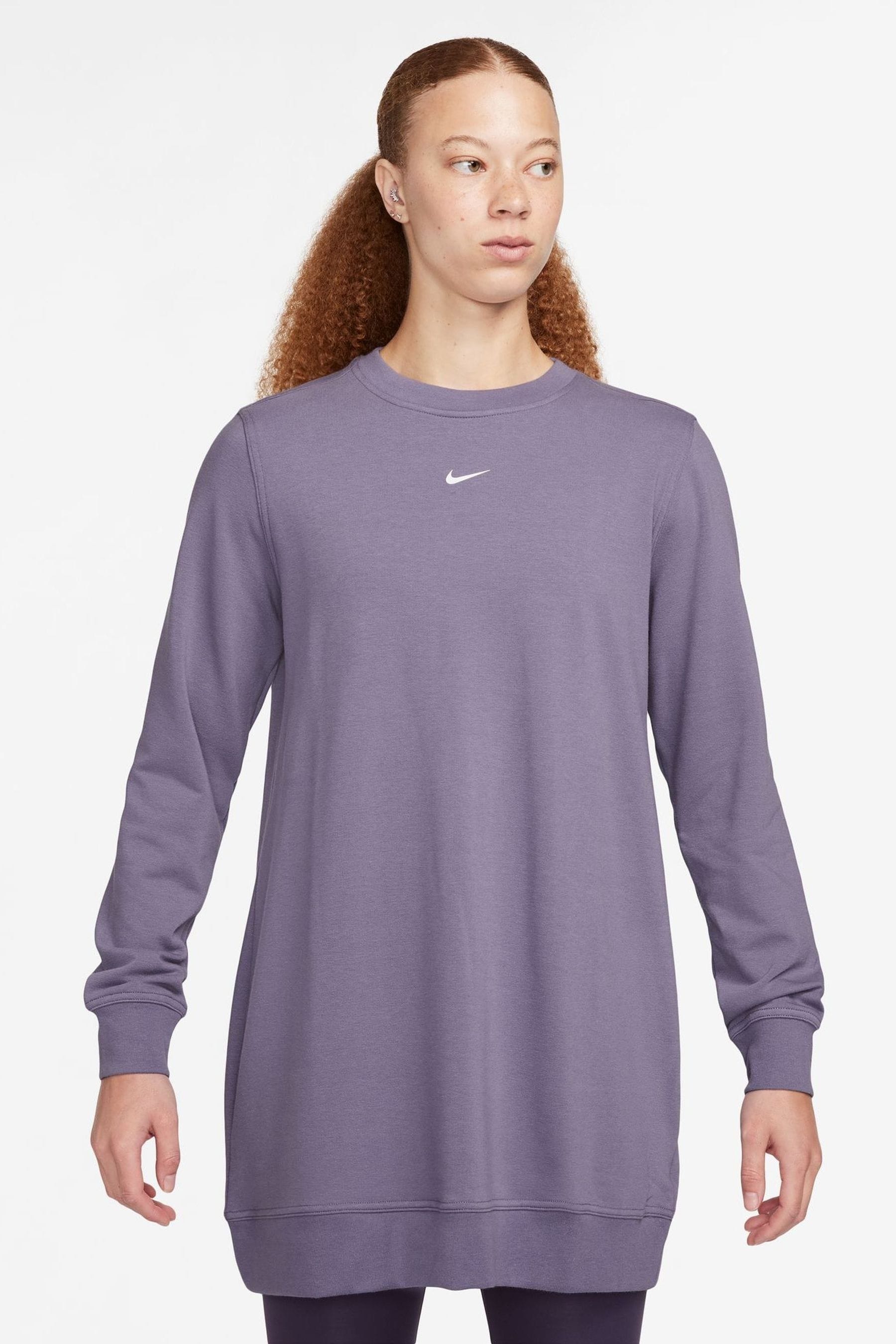 Buy Nike Purple Dri FIT One Long Sleeve Crew Neck Jumper from Next Netherlands