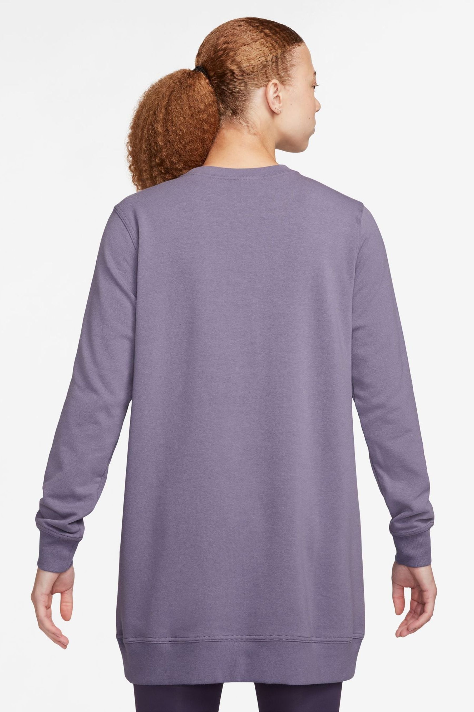 Nike Purple Dri FIT One Long Sleeve Crew Neck Jumper