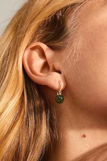 PILGRIM Green Gold Plated Earrings