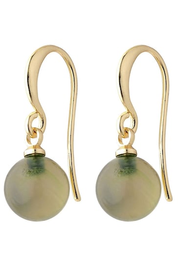 PILGRIM Green Gold Plated Earrings