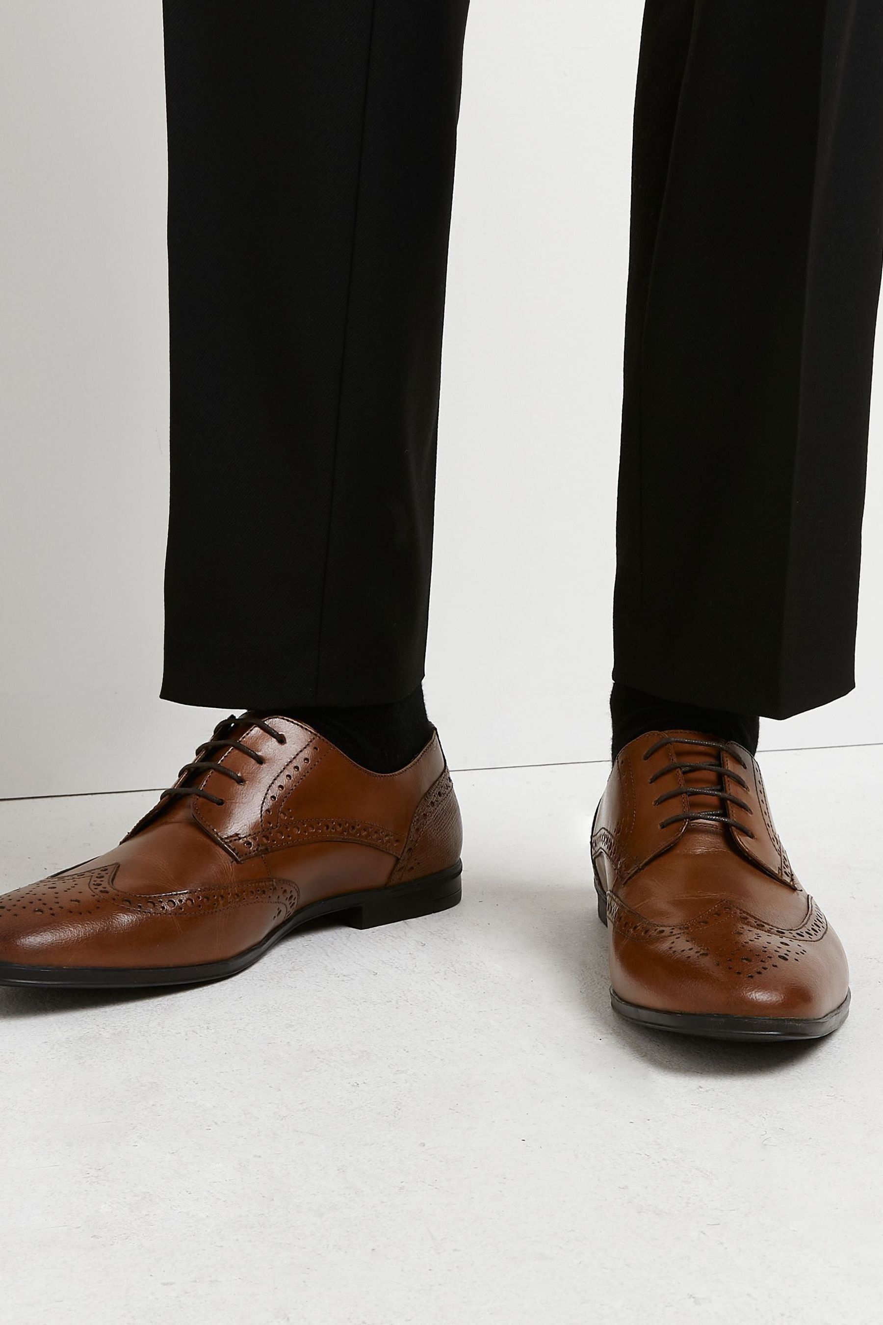 Buy River Island Brown Lace Up Leather Brogue Derby Shoes from the