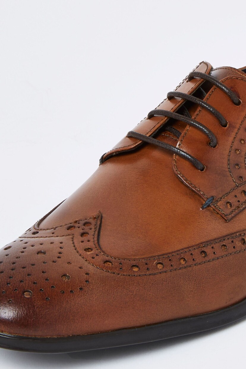 River Island Brown Lace-Up Leather Brogue Derby Shoes - Image 4 of 5