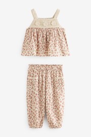 Rust Brown Floral Print Co-Ord Shirt and Trousers Set (3mths-7yrs) - Image 4 of 7