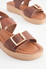 Tan Brown Regular/Wide Fit Buckle Flatform Sandals - Image 3 of 5